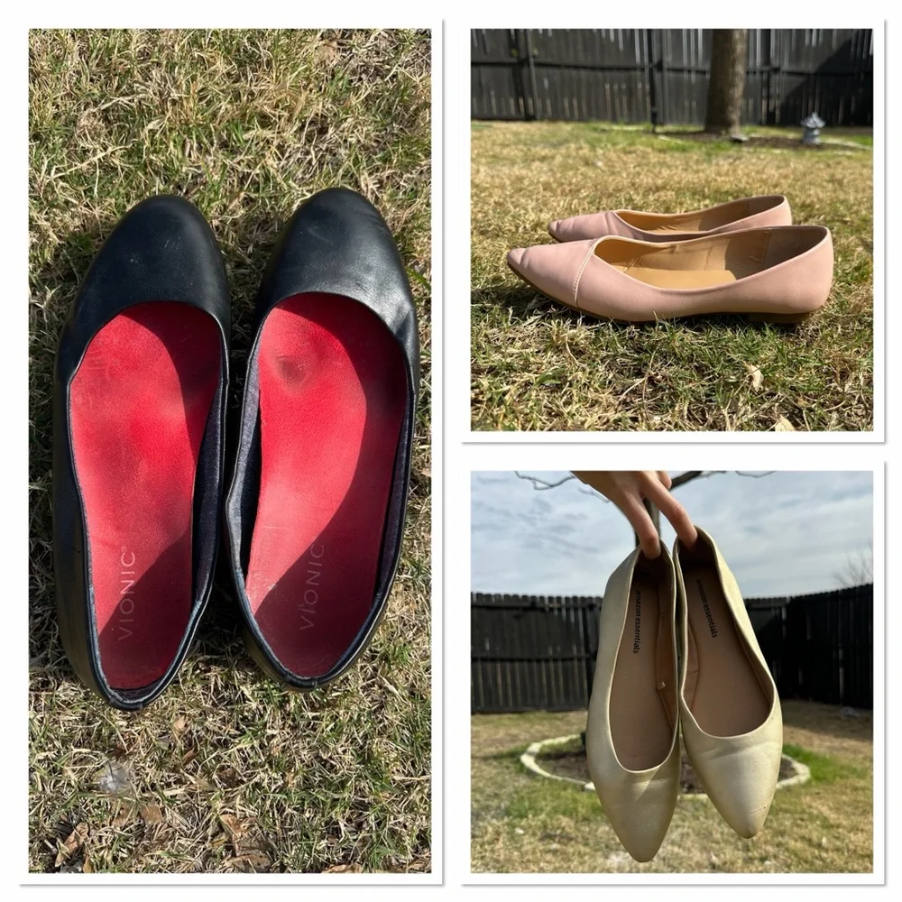 Bundle Sale: 3 Pair of Flats. Women's Black, Gold and Pink Flats Collection - Picture 1 of 9